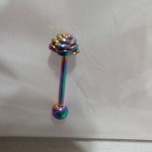🌹 Rainbow Titanium Rose Barbells 14G 5/8" Boho